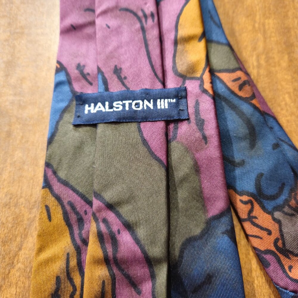 Halston III Silk Tie Italian Colorful - Picture 7 of 8